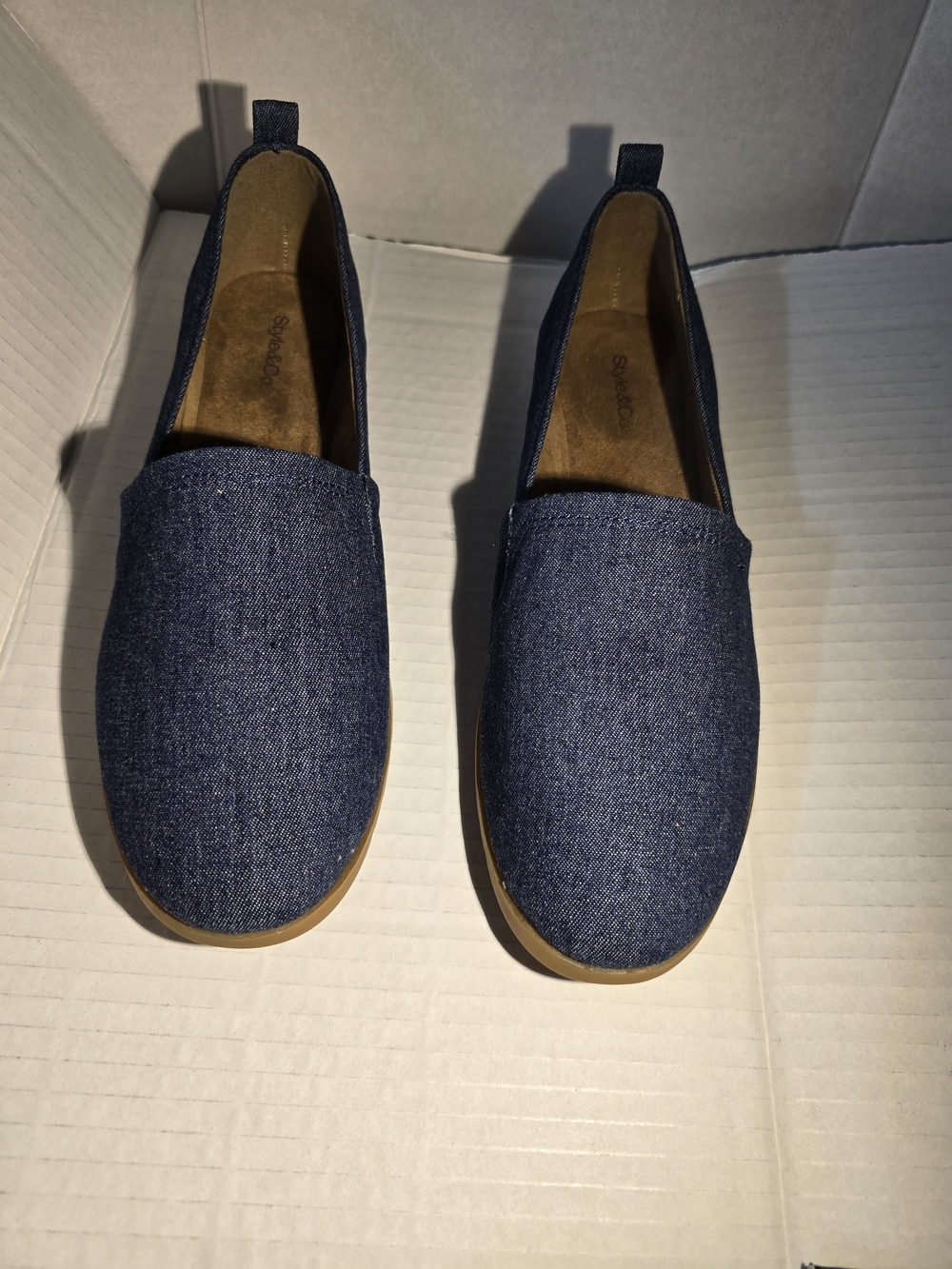 Style & Co Denim Slip On Flats Size 10 Casual Comfort Shoes NWT